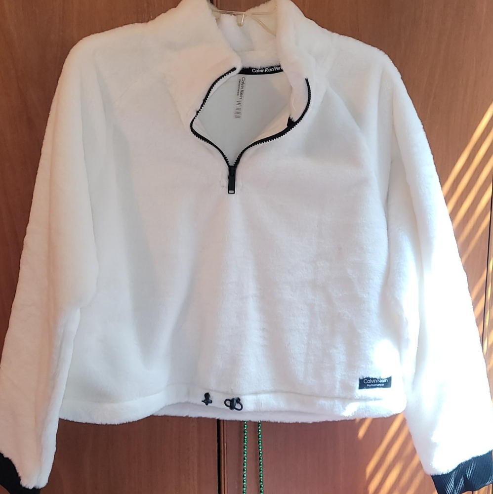 Calvin Klein Women's White Fleece Jacket